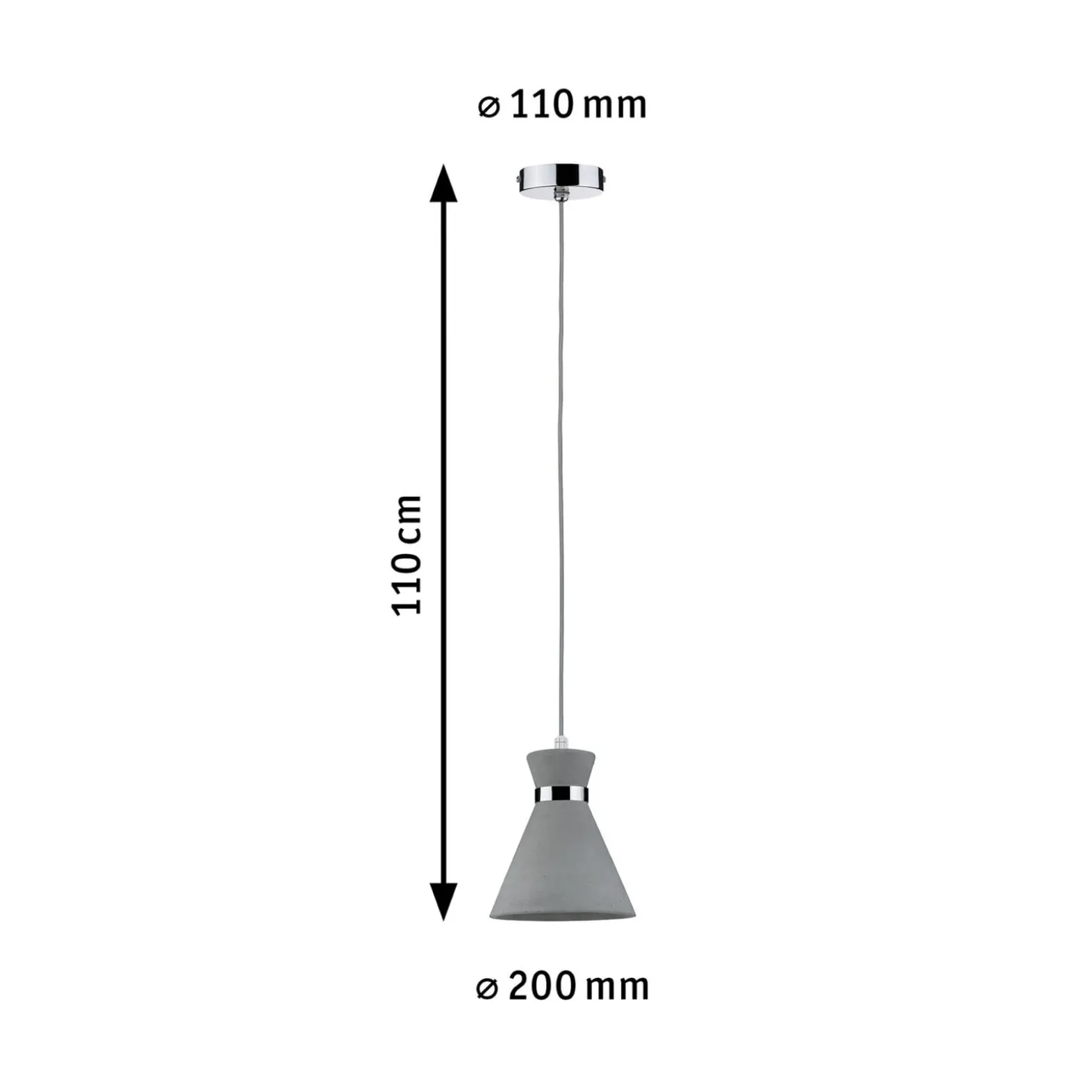 Paulmann Pendelleuchte Verve, Beton, Ø 20 cm, IP44