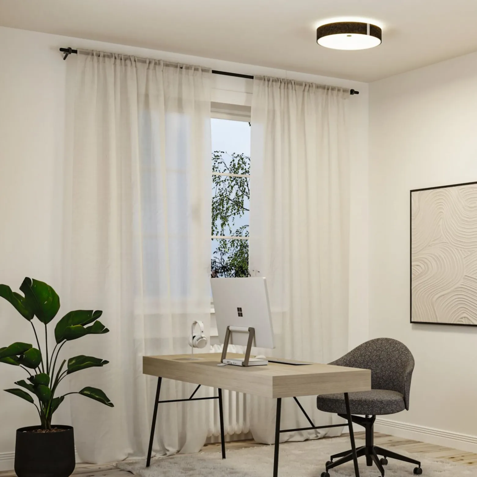 Paulmann Smart LED-Deckenlampe Malika anthrazit Ø 40 cm Filz
