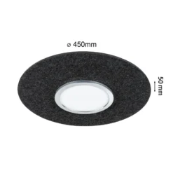 Paulmann Smart LED-Deckenlampe Tulga, anthrazit Ø 45 cm Filz