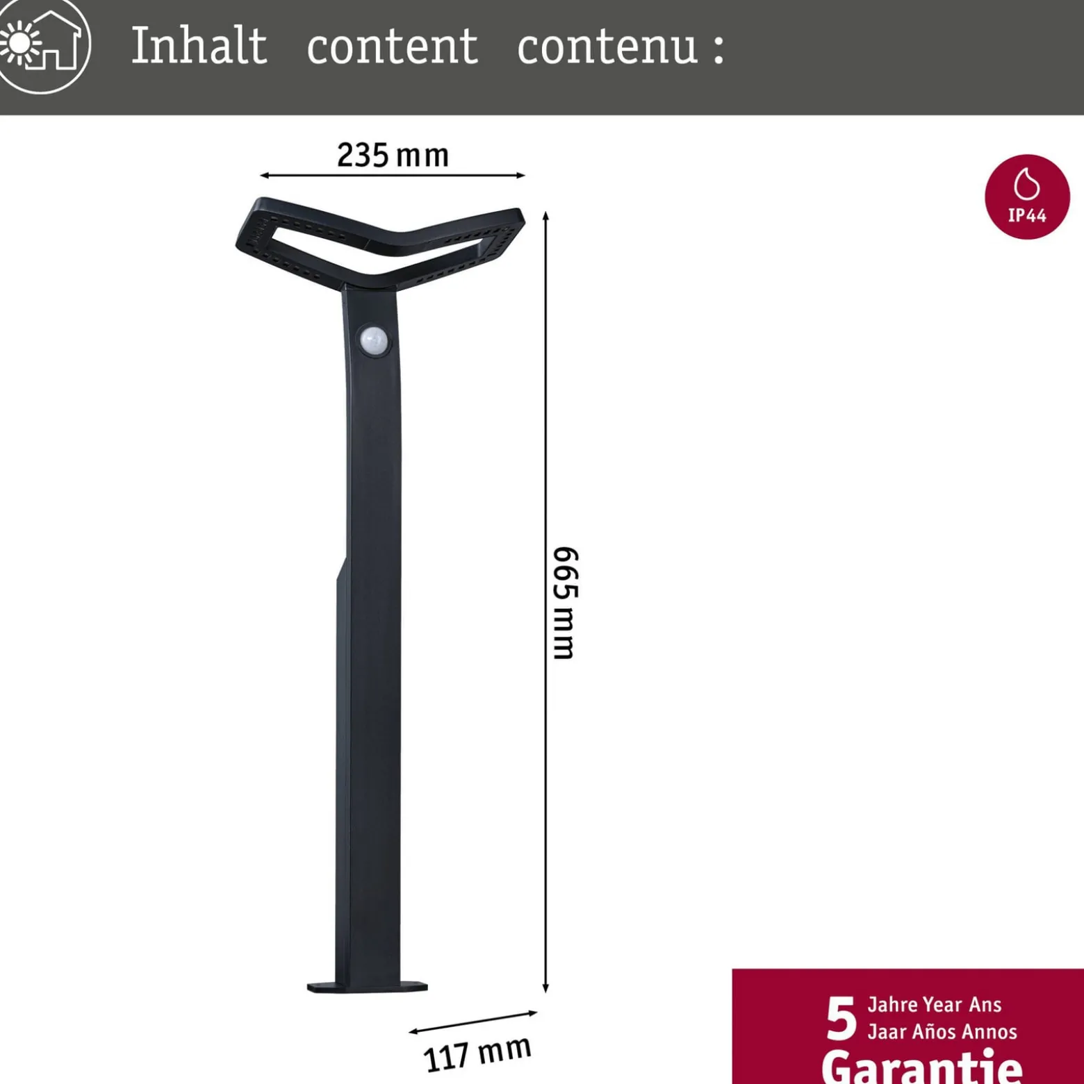 Paulmann Smart Sensor-Wegeleuchte Alara, RGBW anthrazit IP44