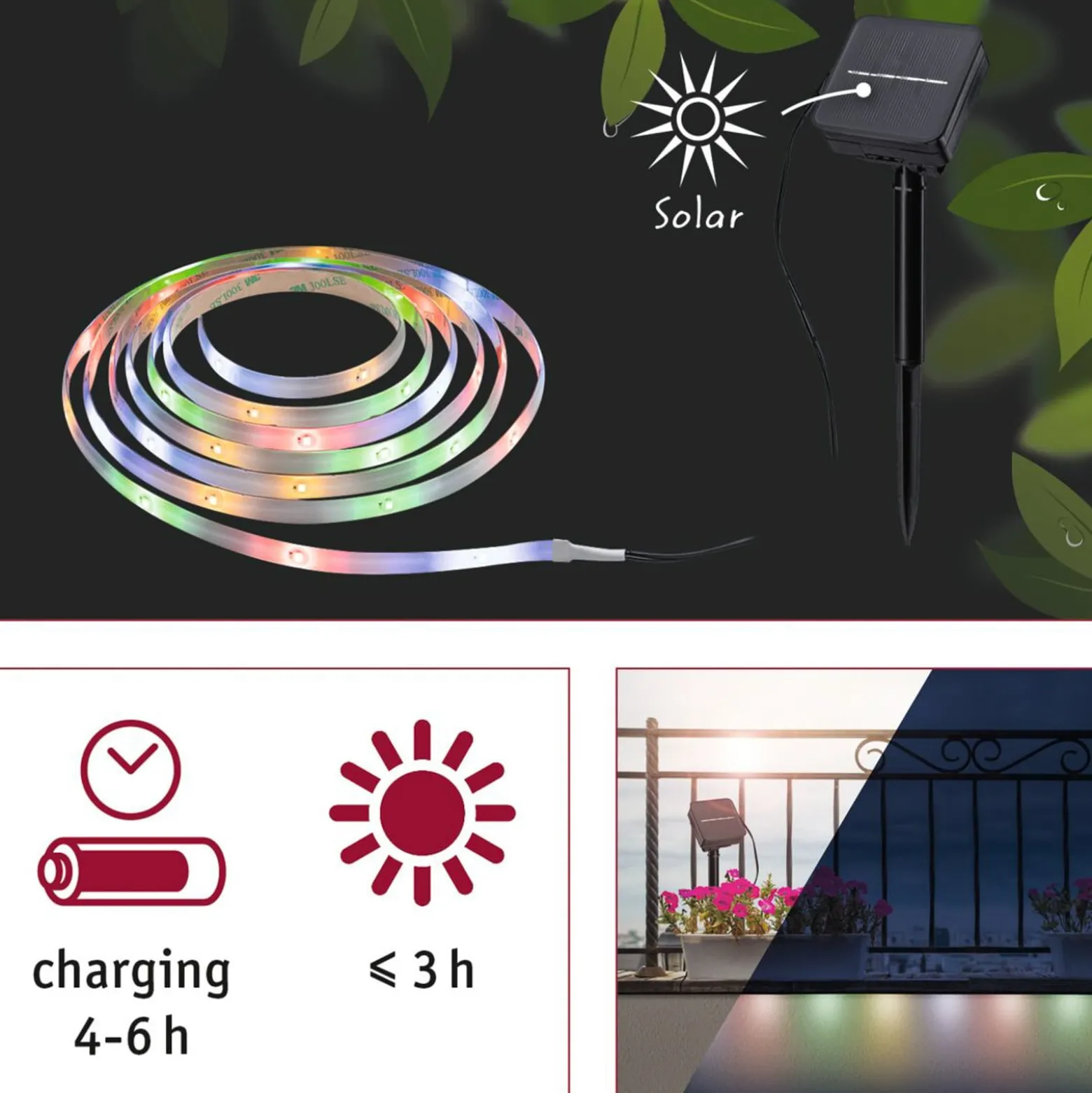 Paulmann 78897 Solar-LED-Strip 3 Meter, RGB