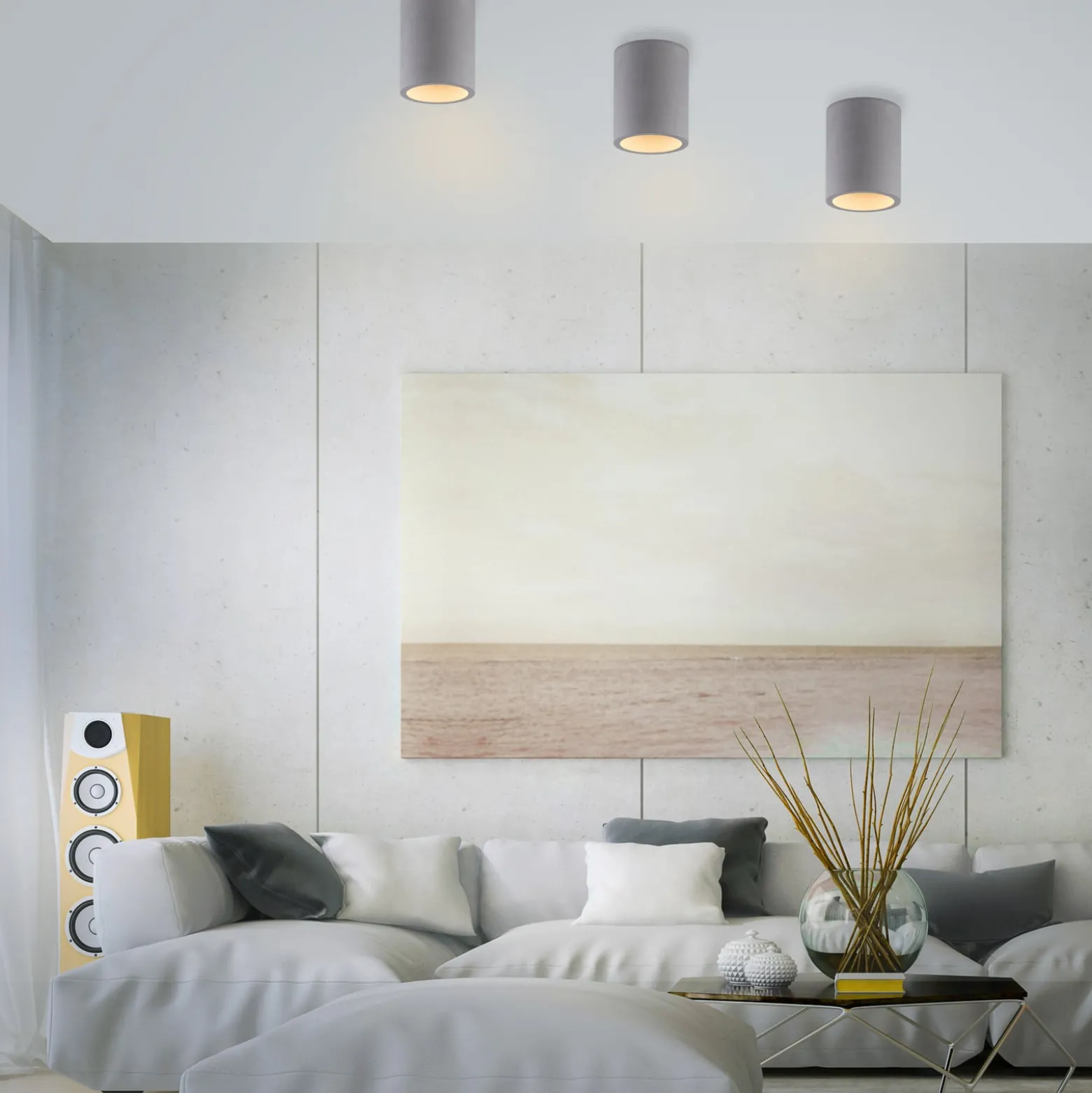 Paul Neuhaus Deckenlampe Eton, grau, Beton, Ø 11 cm, GU10