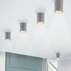 Paul Neuhaus Deckenlampe Eton, grau, Beton, Ø 11 cm, GU10