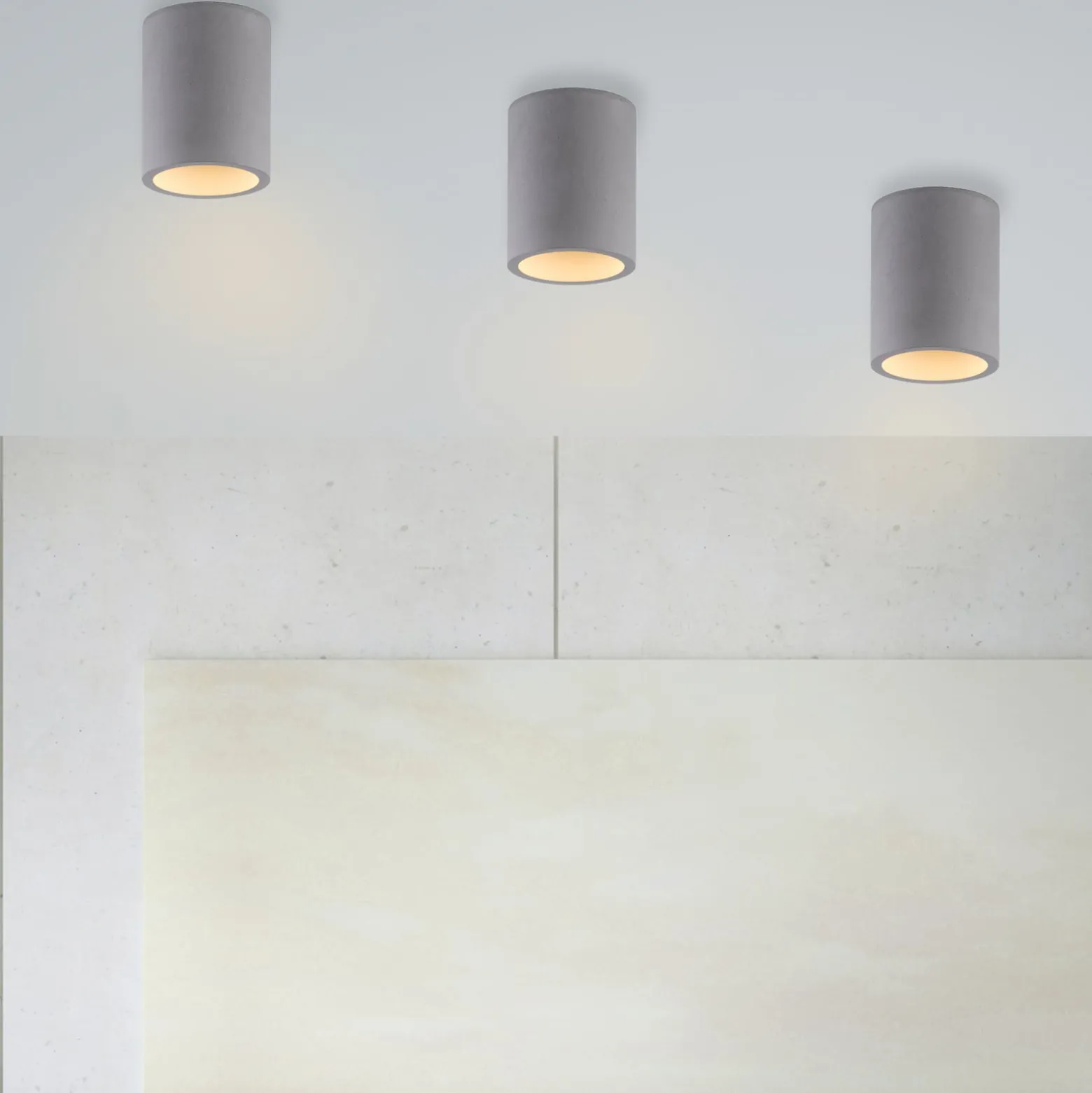 Paul Neuhaus Deckenlampe Eton, grau, Beton, Ø 11 cm, GU10