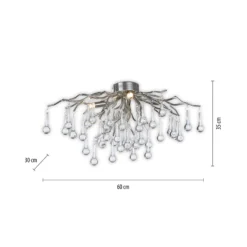 Paul Neuhaus Deckenleuchte Icicle, Glasbehang, 4-fl., silber