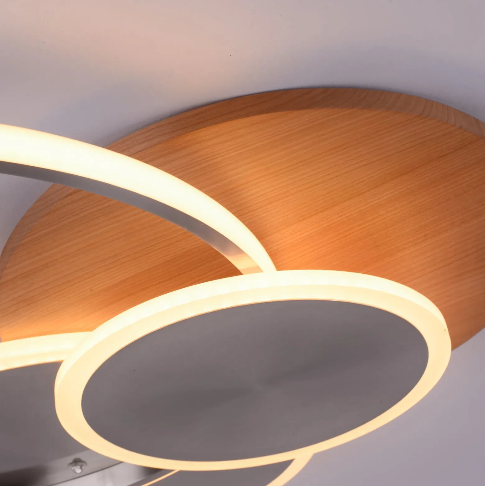 Paul Neuhaus LED-Deckenlampe Palma, Holz, CCT, 65cm, dimmbar