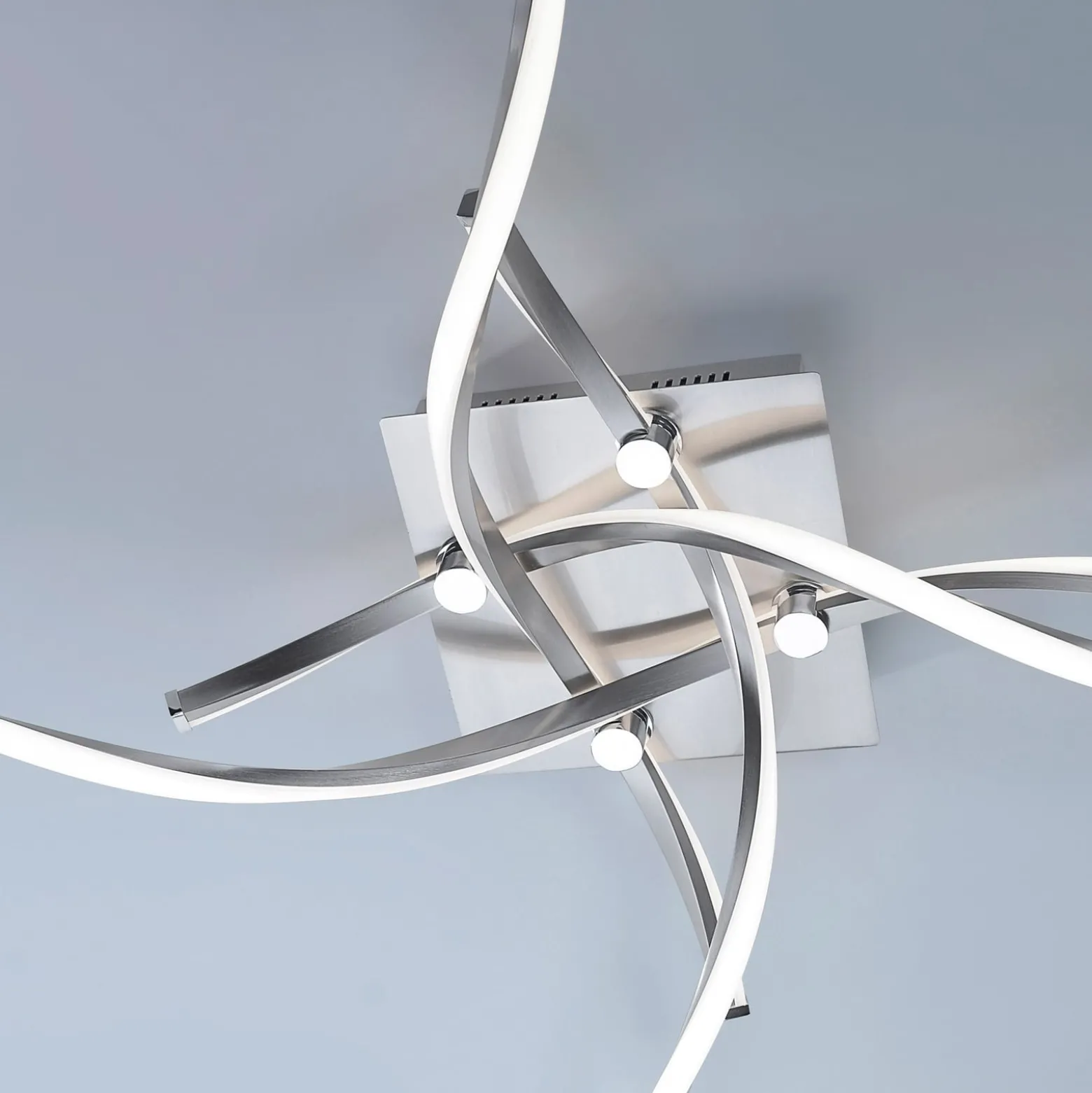 Paul Neuhaus LED-Deckenlampe Polina, 4-flg., silber, dimmbar