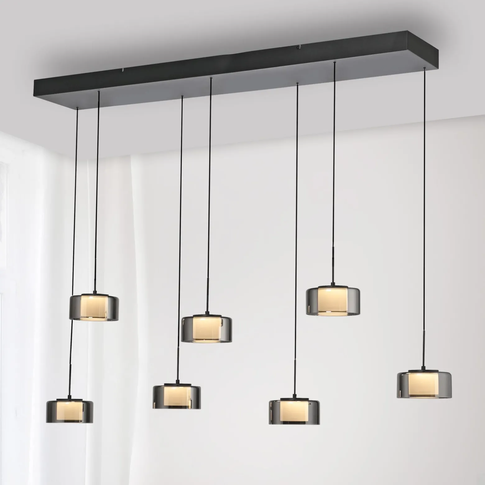 Paul Neuhaus LED-Hängelampe Rika, 135 cm, Glas, dimmbar