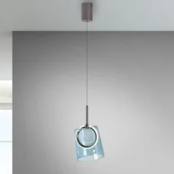 Paul Neuhaus LED-Pendellampe Zula, blau, Ø 15 cm, Glas
