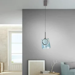 Paul Neuhaus LED-Pendellampe Zula, blau, Ø 15 cm, Glas