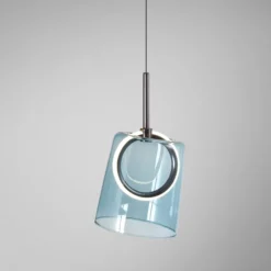Paul Neuhaus LED-Pendellampe Zula, blau, Ø 15 cm, Glas
