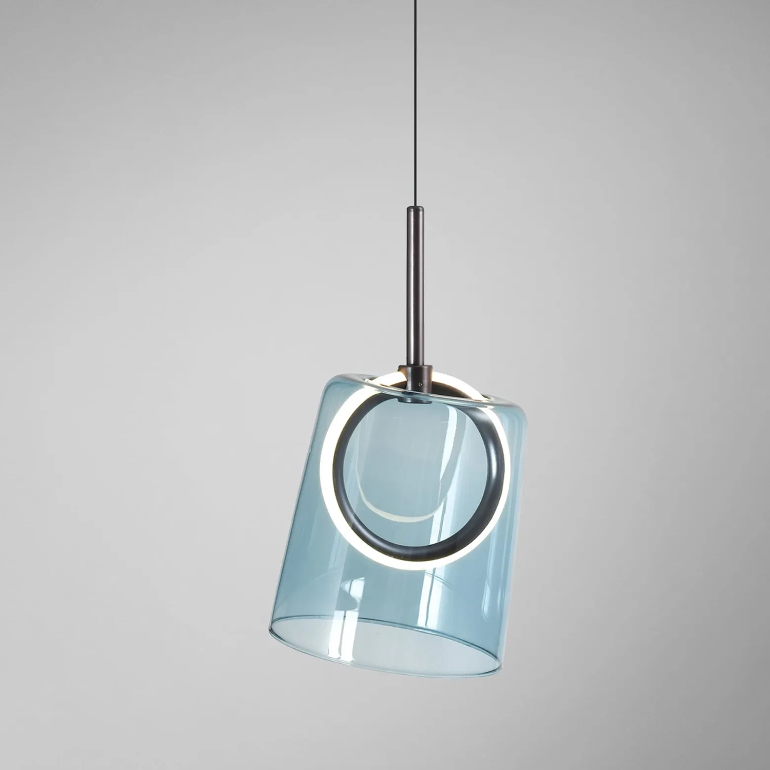 Paul Neuhaus LED-Pendellampe Zula, blau, Ø 15 cm, Glas