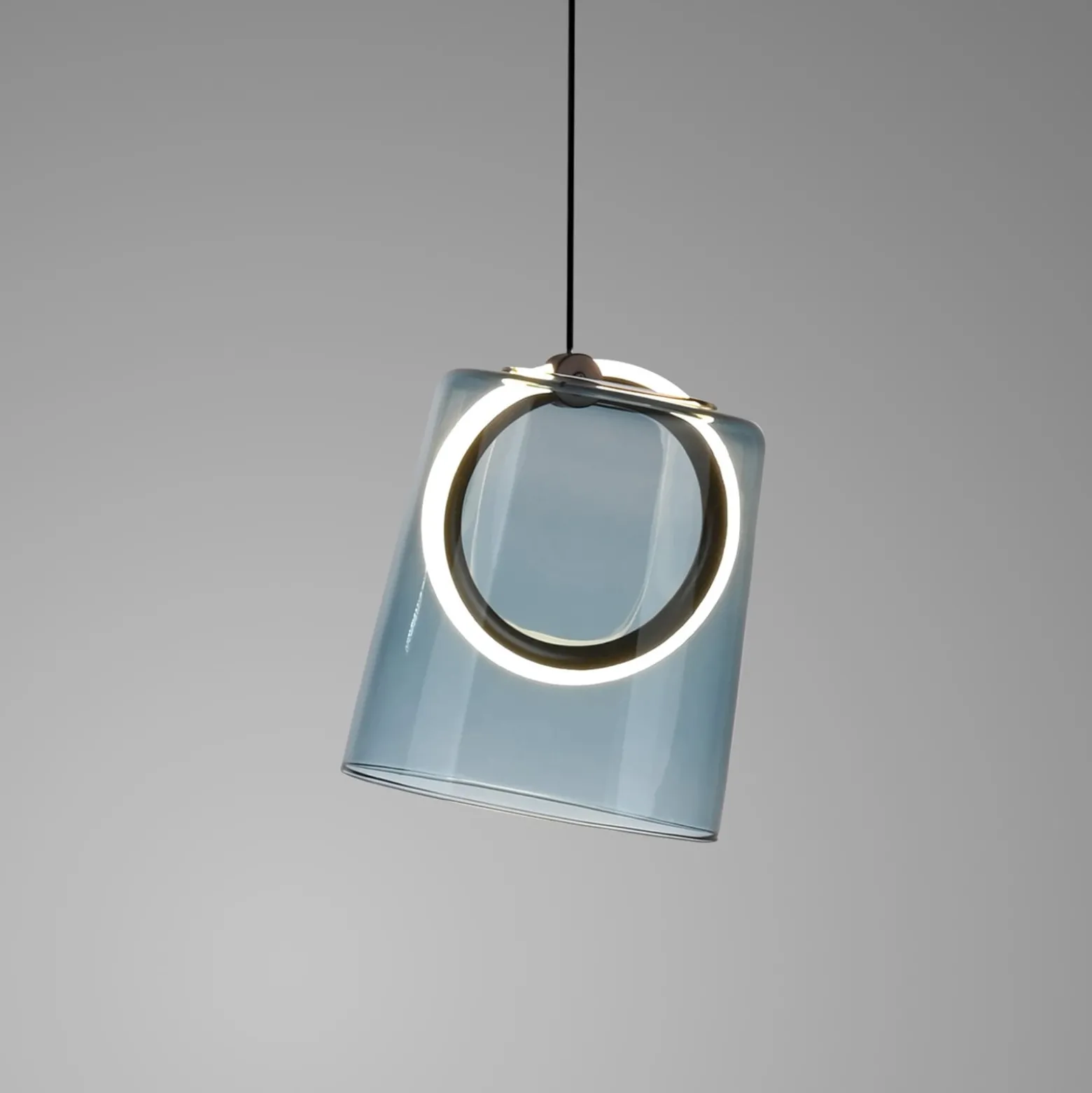 Paul Neuhaus LED-Pendellampe Zula, blau, Ø 15 cm, Glas