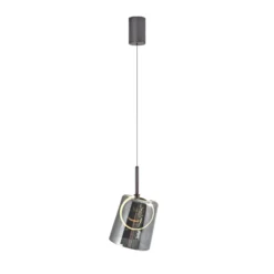 Paul Neuhaus LED-Pendellampe Zula, rauchgrau, Ø 15 cm, Glas