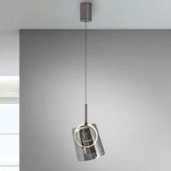 Paul Neuhaus LED-Pendellampe Zula, rauchgrau, Ø 15 cm, Glas