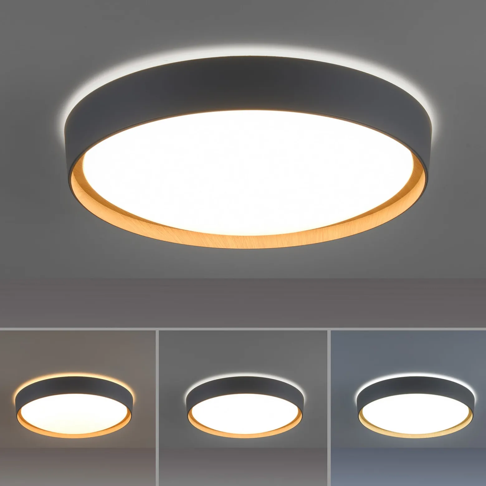 Paul Neuhaus Q-EMILIA LED-Deckenleuchte, grau/holz