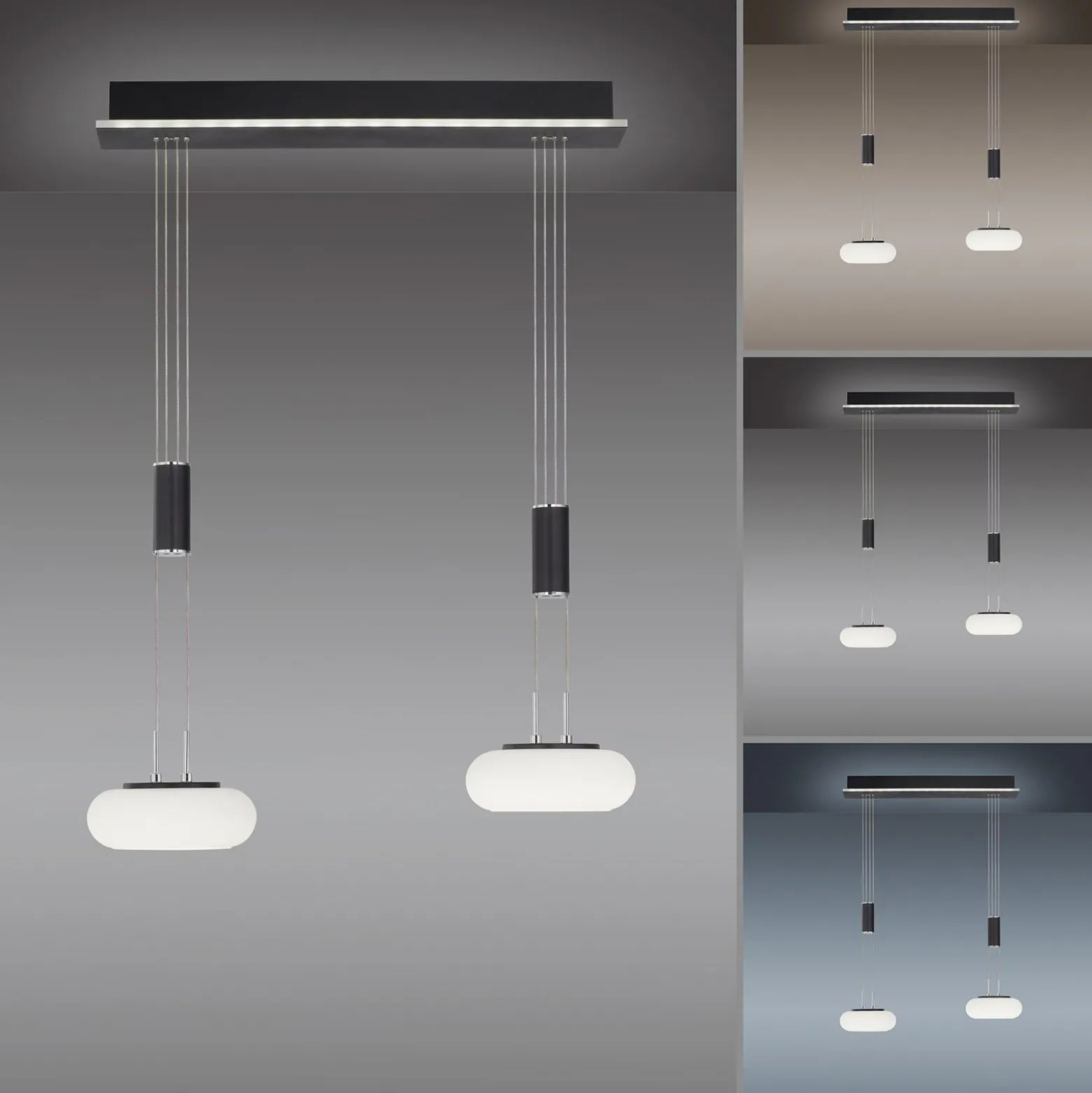 Paul Neuhaus Q-ETIENNE LED-Hängelampe 2fl, schwarz