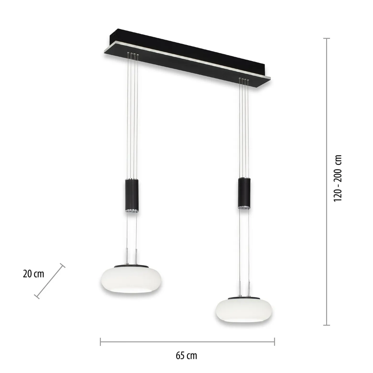 Paul Neuhaus Q-ETIENNE LED-Hängelampe 2fl, schwarz