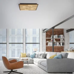Paul Neuhaus Smart-LED-Deckenlampe Q-Akustik Holz 62 x 62 cm