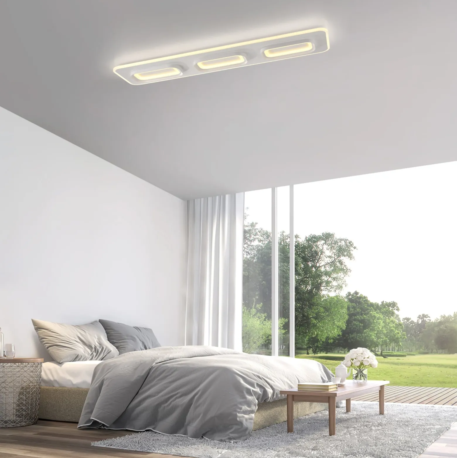 Paul Neuhaus Smart-LED-Deckenlampe Q-Kalina weiß 115 x 30 cm