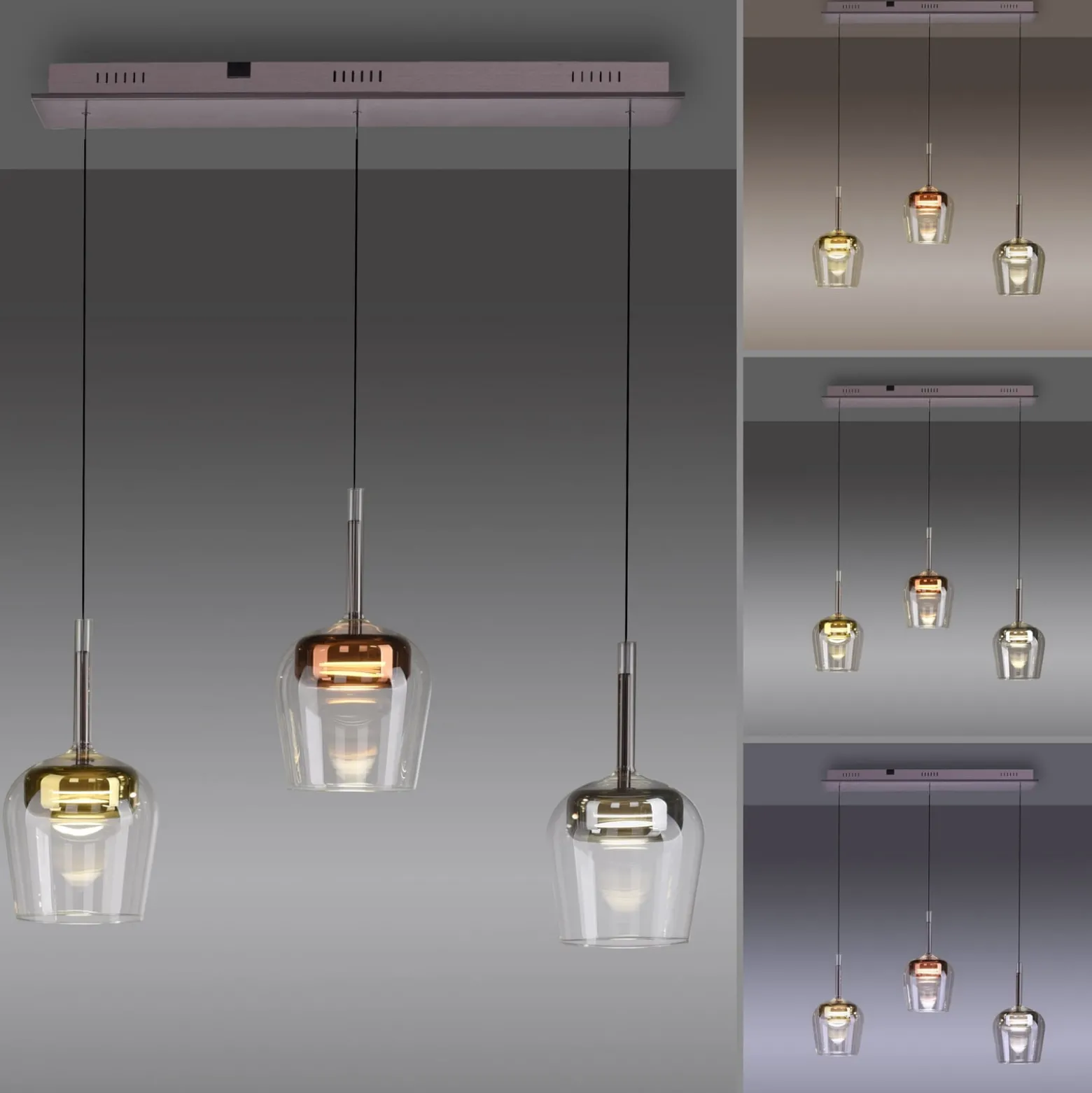 Paul Neuhaus Smart-LED-Hängelampe Q-Kon multicolor 3-flammig