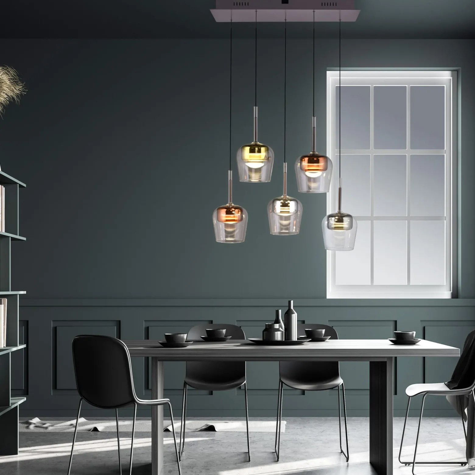 Paul Neuhaus Smart-LED-Hängelampe Q-Kon multicolor 5-flammig