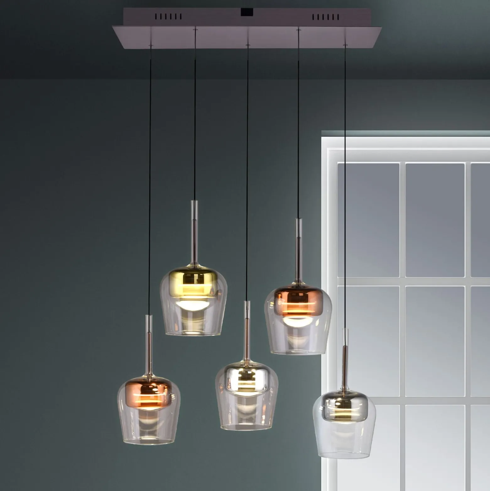 Paul Neuhaus Smart-LED-Hängelampe Q-Kon multicolor 5-flammig