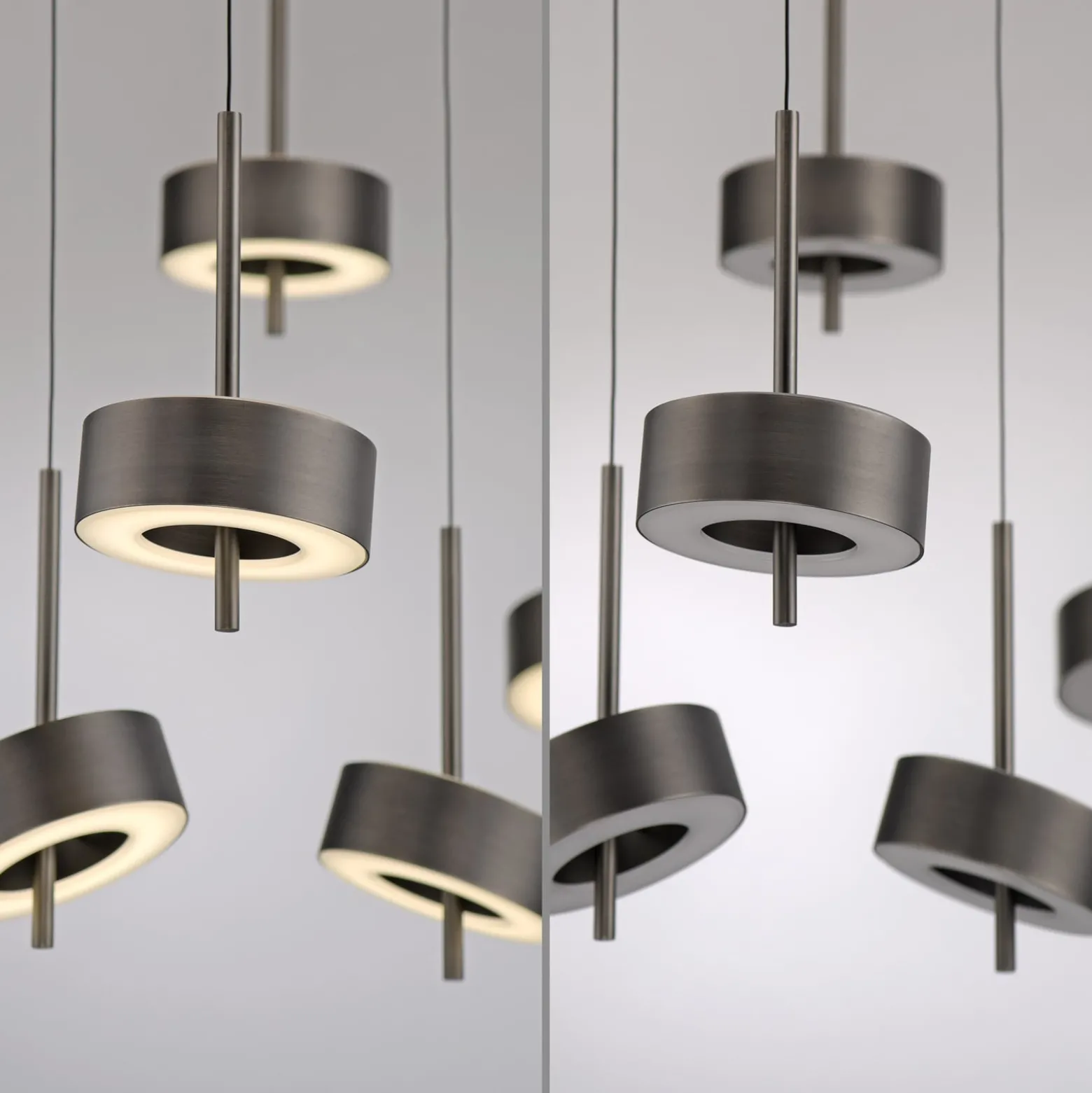 Paul Neuhaus Smart-LED-Hängelampe Q-Rotate dunkelbraun 5-flg