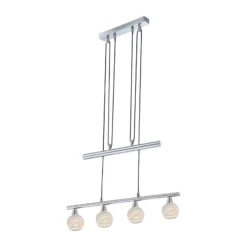 Pendellampe Elliott, Länge 60 cm, nickel matt, Metall/Glas