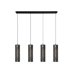 Pendellampe Forato, Länge 120 cm, braun, 4-flg., Metall