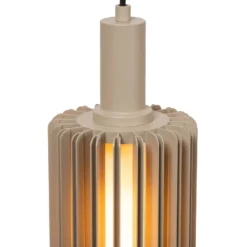 Pendellampe Lambres, taupe, Länge 164 cm, Glas/Metall 5-flg.