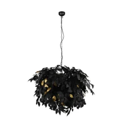 Pendellampe Leavy, schwarz/gold, Ø 70 cm, Kunststoff