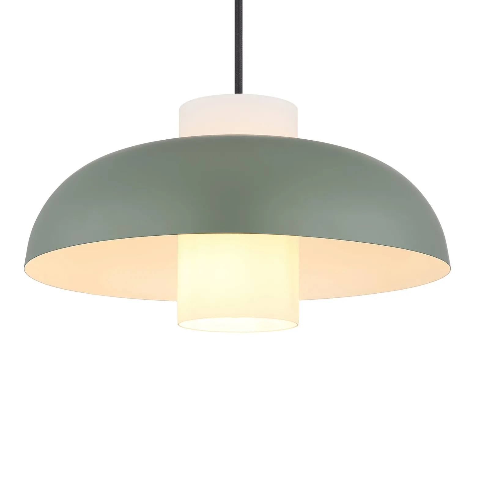 Pendellampe Lowe, grün matt, Ø 38 cm, Metall