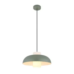 Pendellampe Lowe, grün matt, Ø 38 cm, Metall