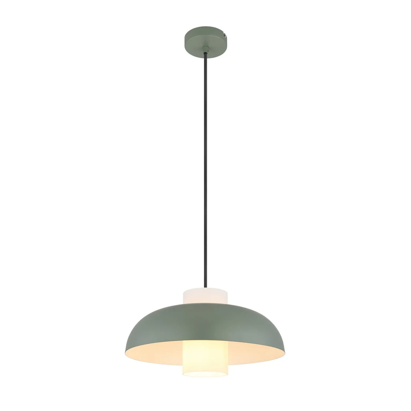 Pendellampe Lowe, grün matt, Ø 38 cm, Metall