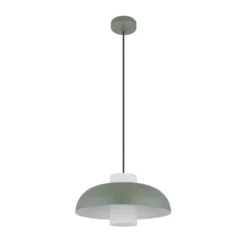 Pendellampe Lowe, grün matt, Ø 38 cm, Metall