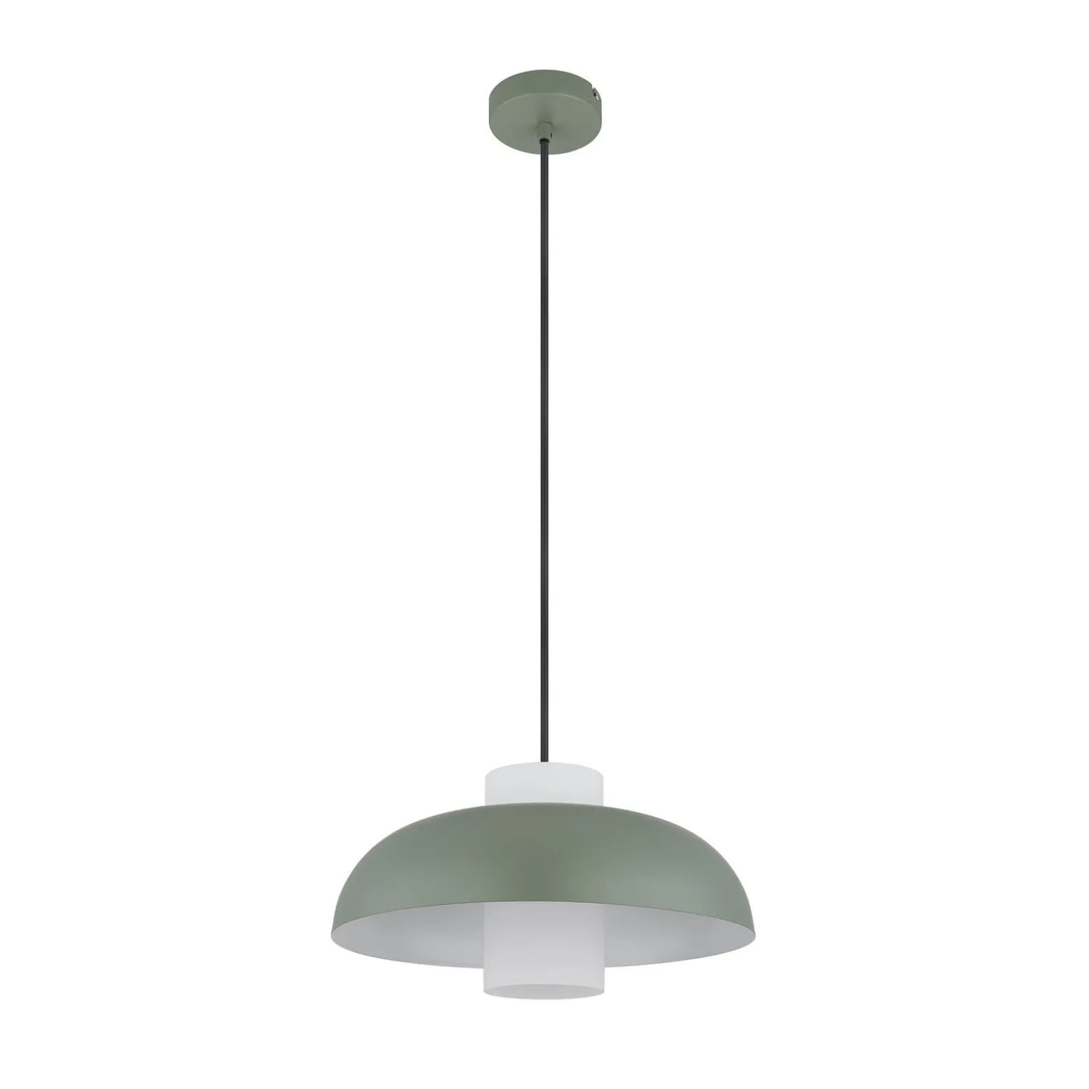 Pendellampe Lowe, grün matt, Ø 38 cm, Metall