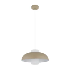 Pendellampe Lowe, sandfarben matt, Ø 38 cm, Metall