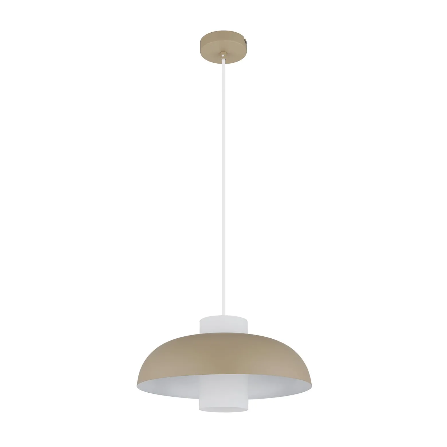 Pendellampe Lowe, sandfarben matt, Ø 38 cm, Metall