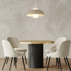 Pendellampe Lowe, sandfarben matt, Ø 38 cm, Metall