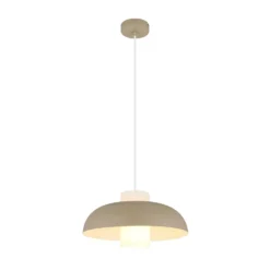 Pendellampe Lowe, sandfarben matt, Ø 38 cm, Metall