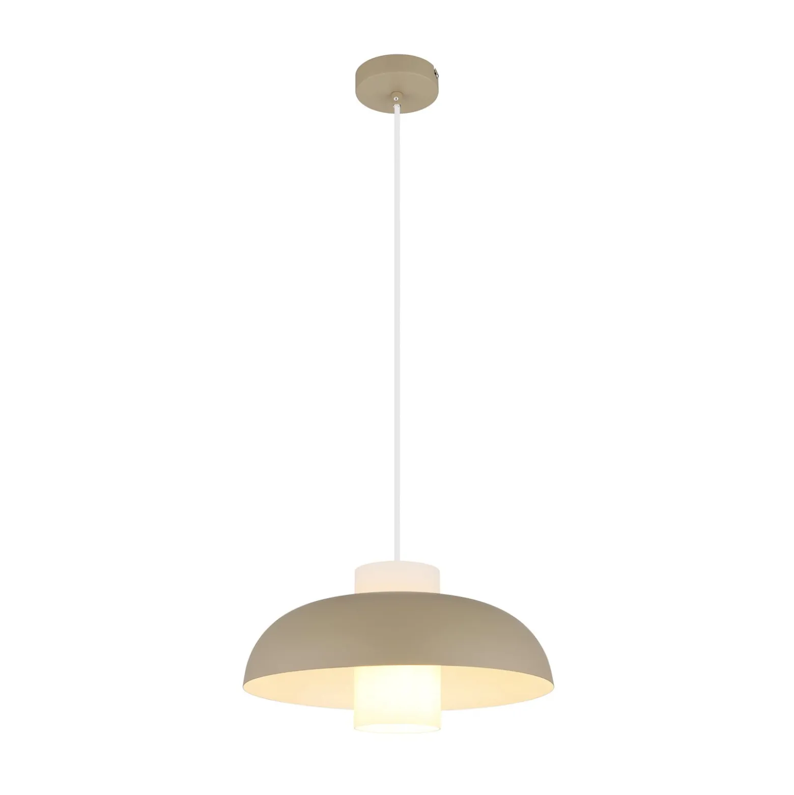 Pendellampe Lowe, sandfarben matt, Ø 38 cm, Metall