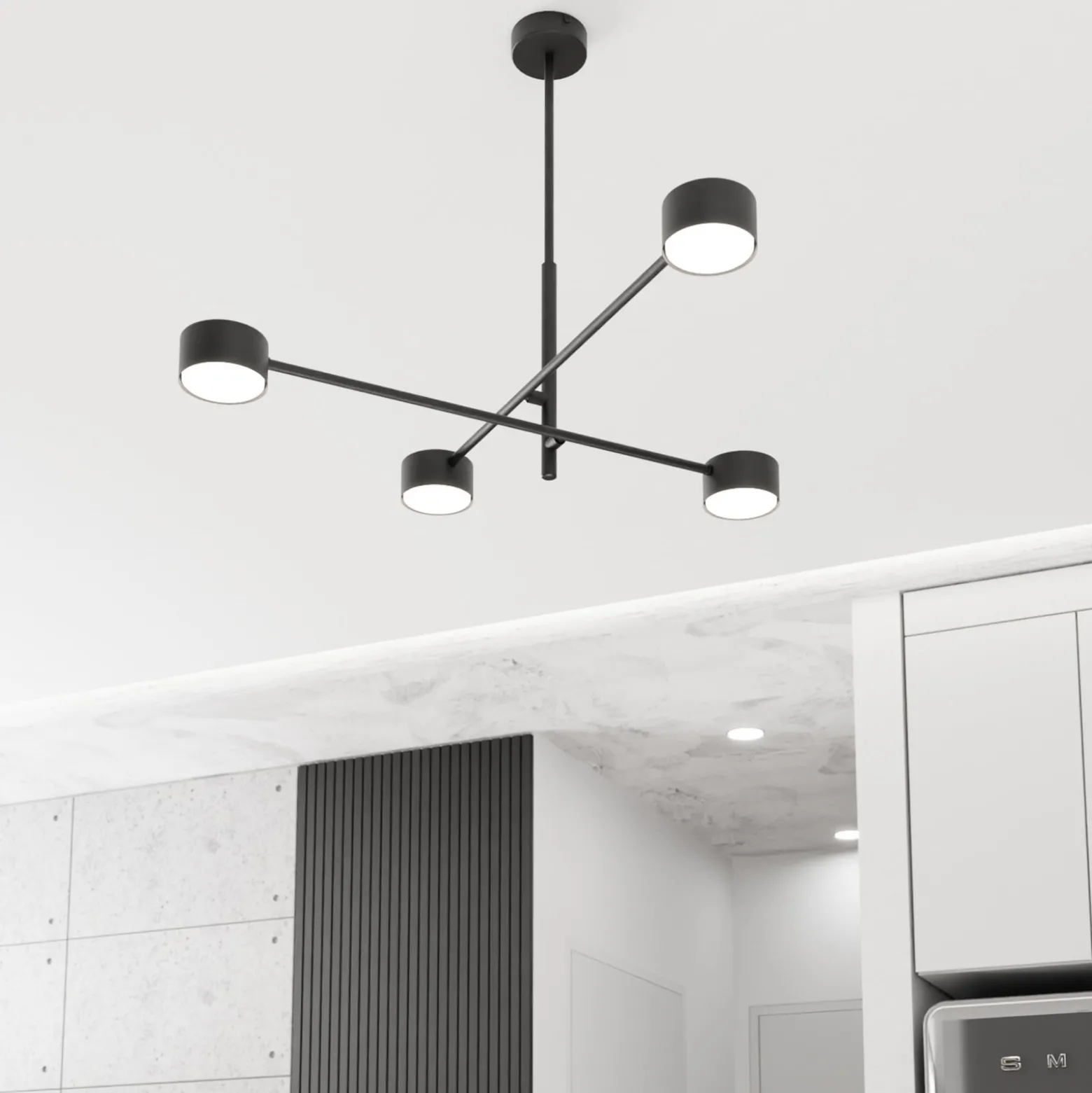 Pendellampe Natsu, Länge 64 cm, Metall, 4-flg.
