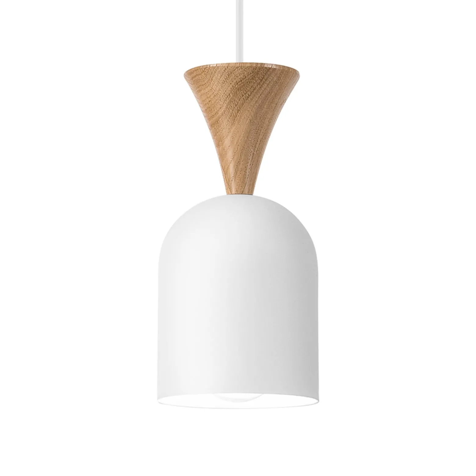 Pendellampe Nolan, Ø 11 cm, weiß/eiche, Metall/Holz