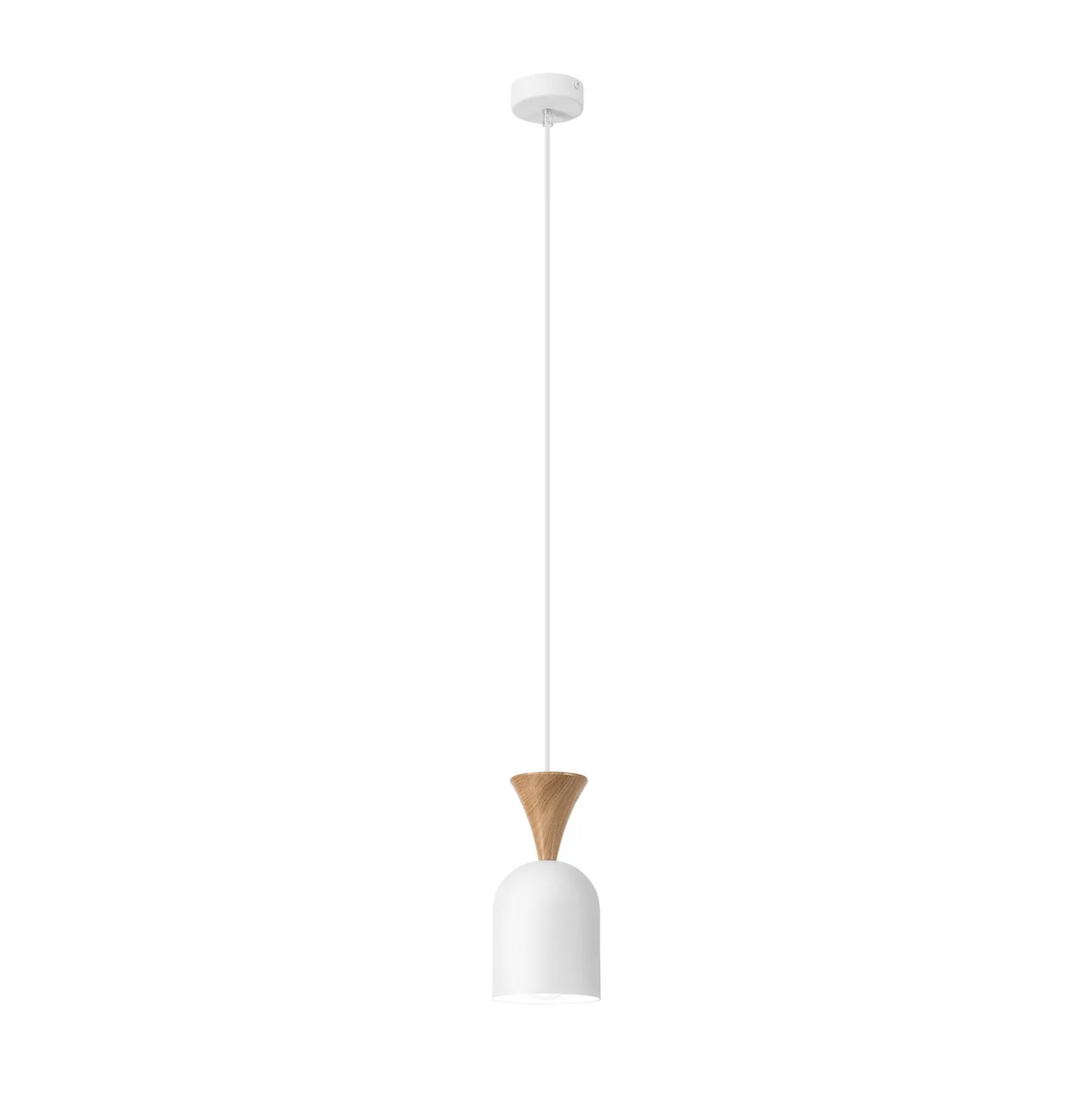 Pendellampe Nolan, Ø 11 cm, weiß/eiche, Metall/Holz