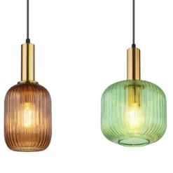 Pendellampe Normy, Länge 115 cm, bunt, Glas, 4-flg.