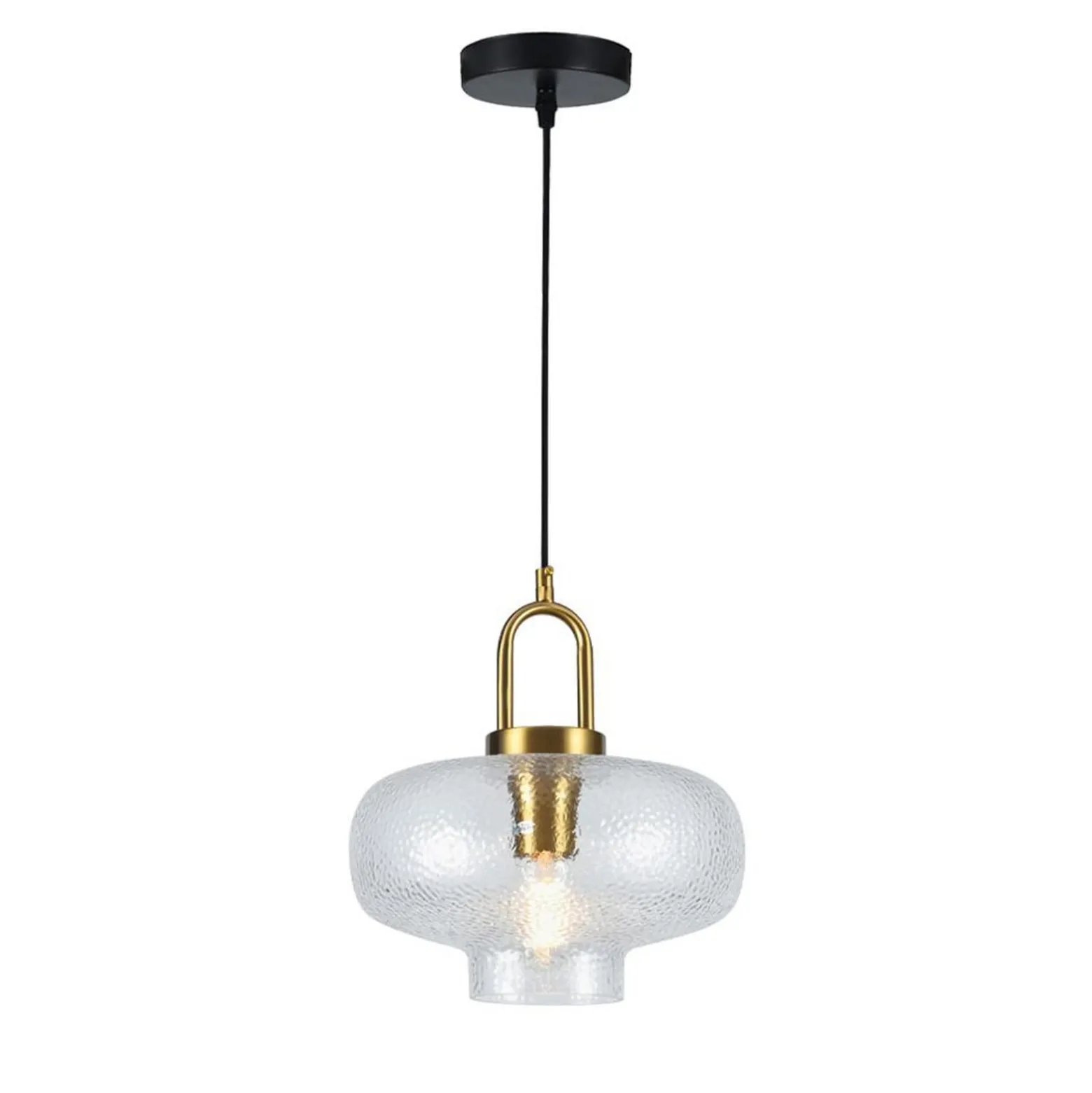 Pendellampe Oslo, Ø 26 cm, klar/goldfarben, Glas