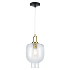 Pendellampe Oslo, Ø 23 cm, klar/goldfarben, Glas