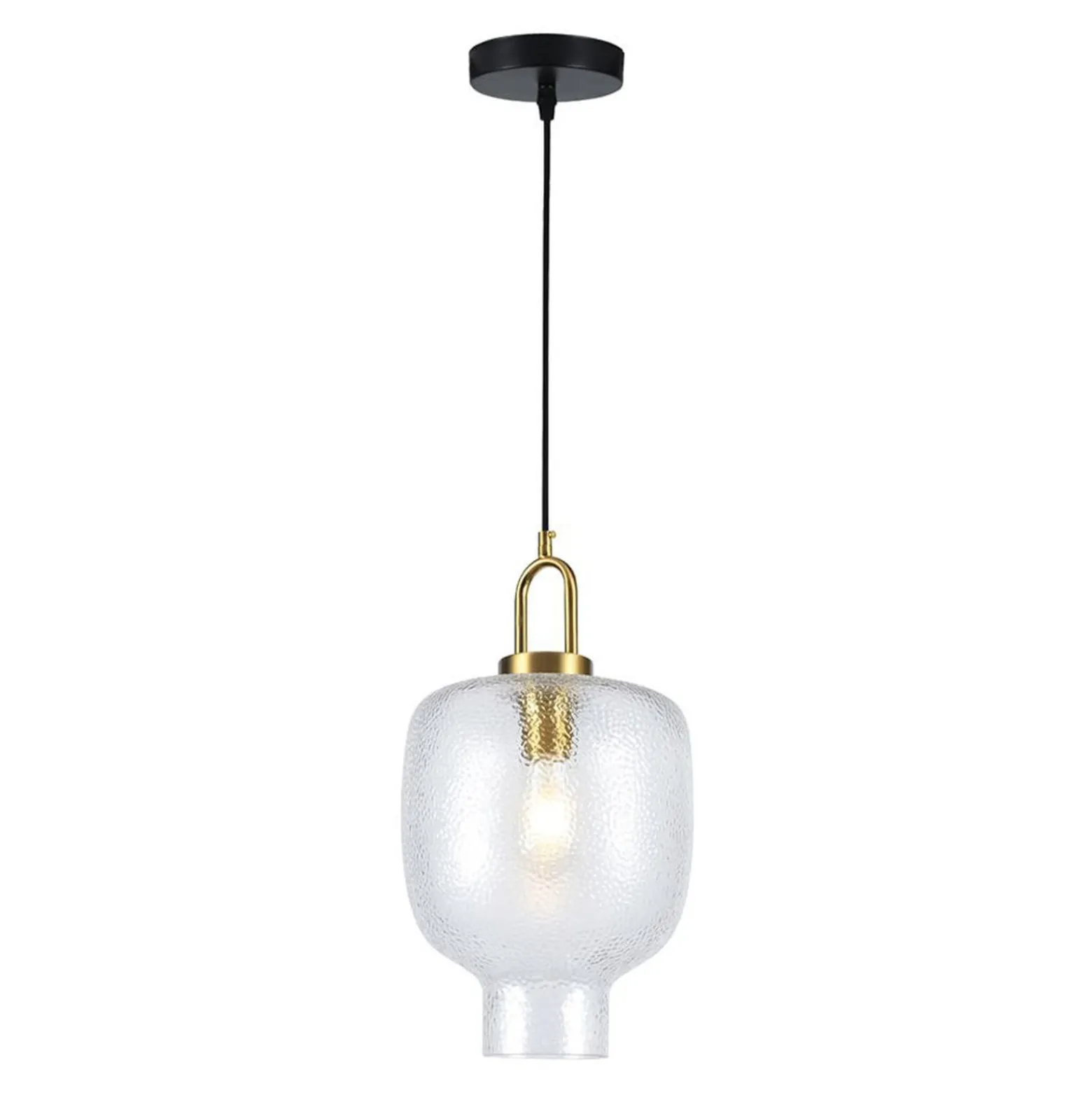 Pendellampe Oslo, Ø 23 cm, klar/goldfarben, Glas