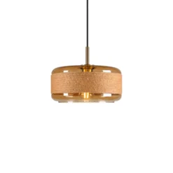 Pendellampe Pantilo Rope 27, braun/amber/gold, Glas, Ø 27 cm